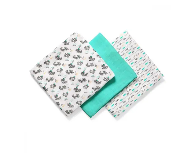 Set 3 scutece din bumbac si bambus Baby Ono Bamboo 06 Turcoaz