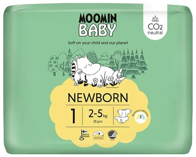 Scutece finlandeze eco Moomin Baby 1 nou nascut 2-5 kg 25 bucati