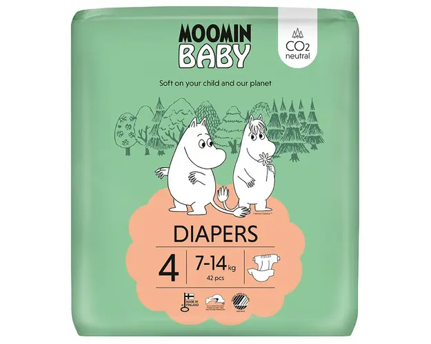 Scutece finlandeze eco Moomin Baby 4, 7-14 kg 42 bucati