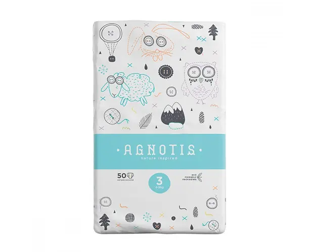 Scutece hipoalergenice Agnotis marimea nr 3 4-9 kg 50 bucati