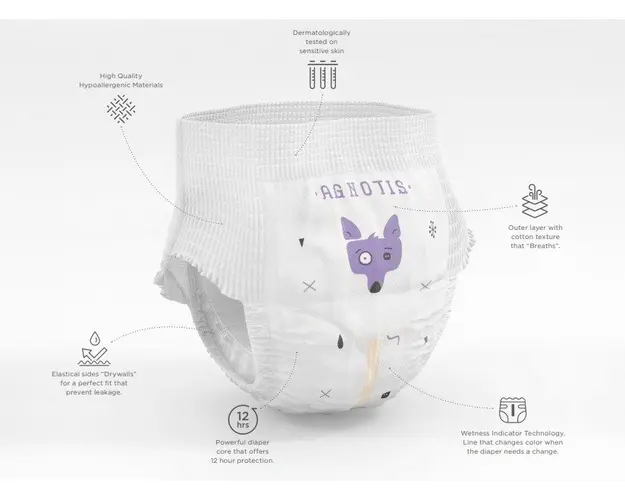 Scutece tip chilotel hipoalergenice Agnotis pants marime 6, 17+ kg 34 bucati