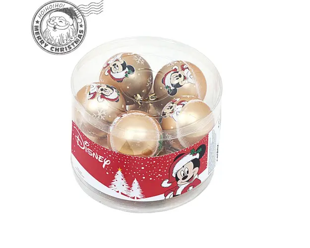 Set 10 globuri brad Craciun Mickey Mouse aurii 6 cm