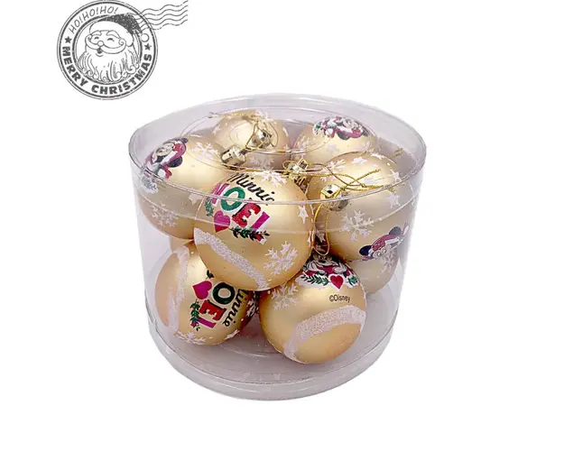 Set 10 globuri brad Craciun Minnie Mouse aurii 6 cm
