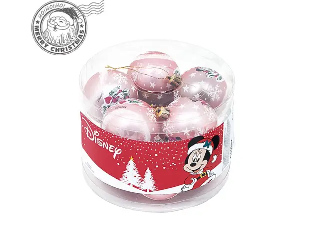 Set 10 globuri brad Craciun Minnie Mouse roz 6 cm