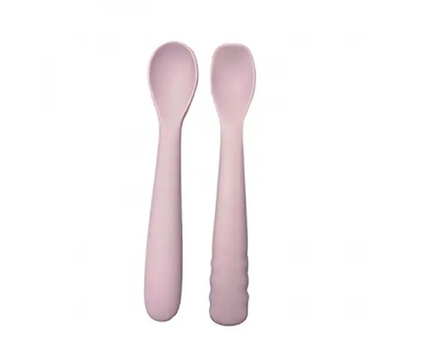 Set 2 linguri Bo Jungle pentru bebelusi din silicon roz