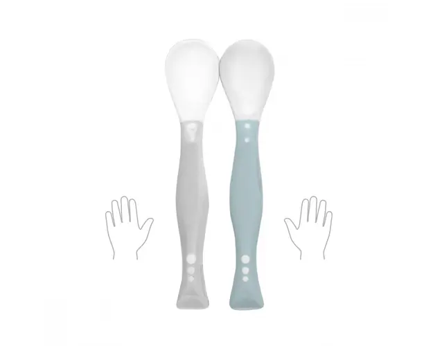 Set 2 lingurite flexibile Babyono grialbastru