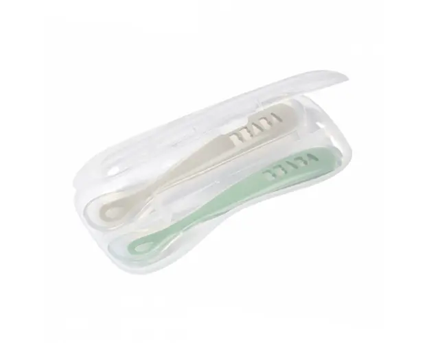 Set 2 lingurite silicon +4 luni Beaba Sage Green