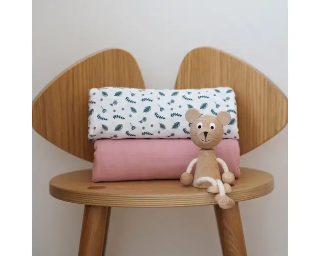 Set 2 museline Beaba bumbac 120x120 cm Bridal PinkFlowery Countryside