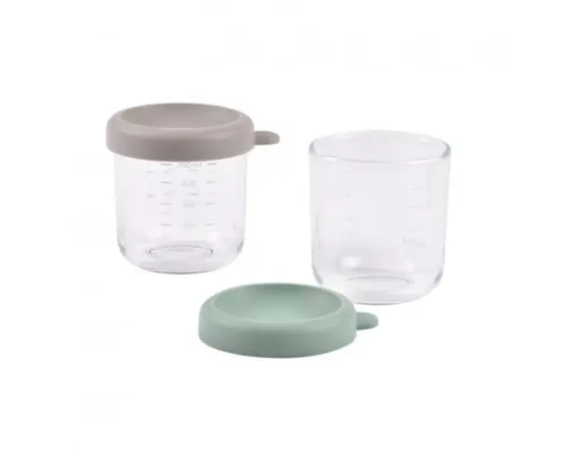 Set 2 recipiente sticla Beaba 250 ml sage green gazelle