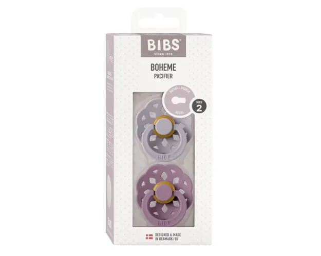 Set 2 suzete Bibs Boheme Latex tetina rotunda 6 luni + Fossil GreyMauve