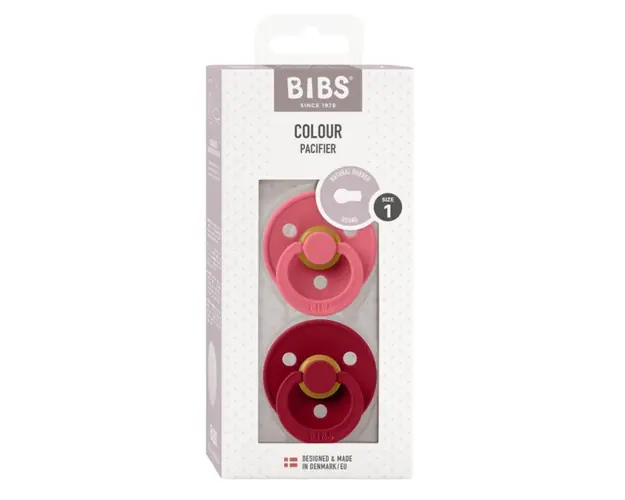 Set 2 suzete Bibs Colour Latex tetina rotunda 0 luni + CoralRuby