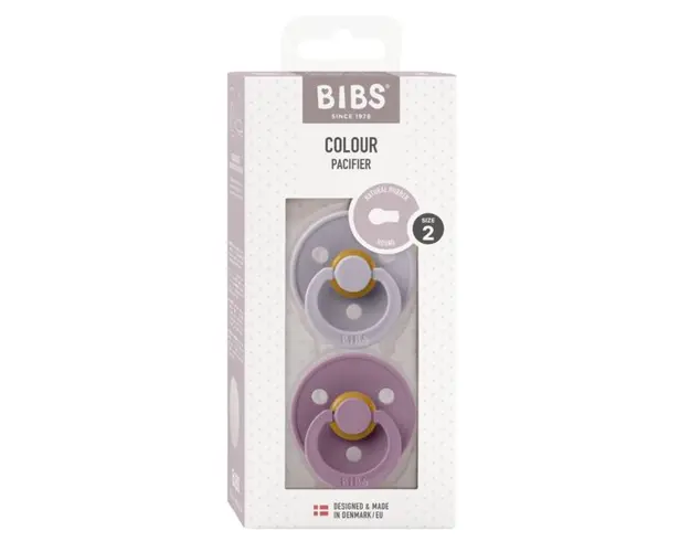 Set 2 suzete Bibs Colour Latex tetina rotunda 6 luni + Fossil GreyMauve