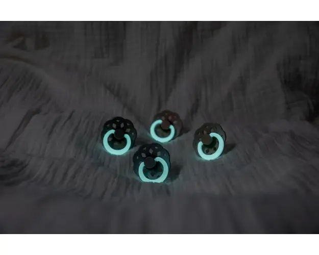 Set 2 suzete Bibs fosforescente Boheme Glow Latex tetina rotunda 0 luni + SageCloud