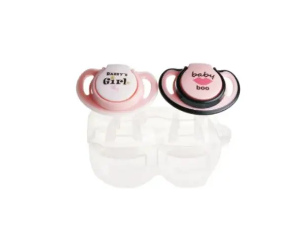 Set 2 suzete ortodontice din silicon si cutie sterilizare Minut Baby 0+ roz
