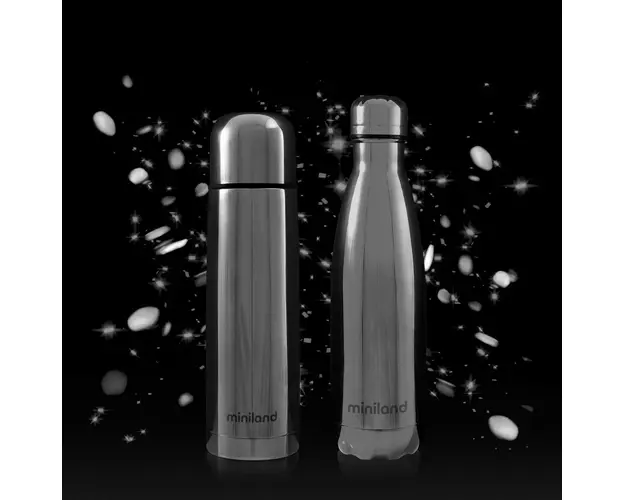 Set 2 termosuri lichide MybabyMe 500 ml Silver Miniland