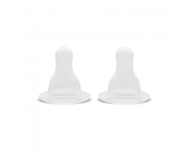 Set 2 tetine silicon M debit mediu 3 luni+ silicon transparent