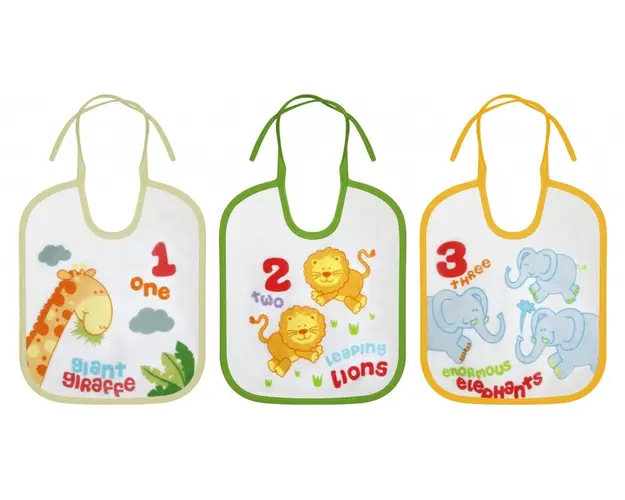 Set 3 bavete small bumbac inchidere cu snur imprimeuri colorate