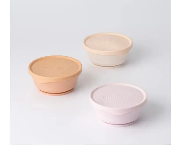 Set 3 boluri cu capac hrana bebelusi Miniware Cotton CandyToffeeVanilla