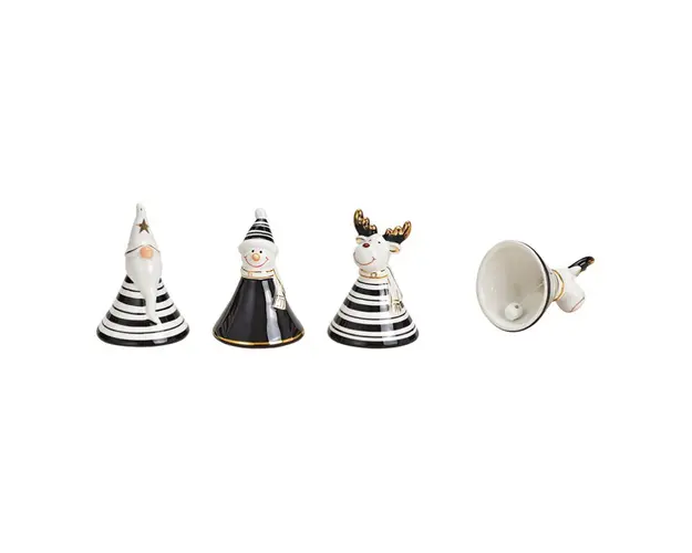 Set 3 clopotei alb negru cu model festiv