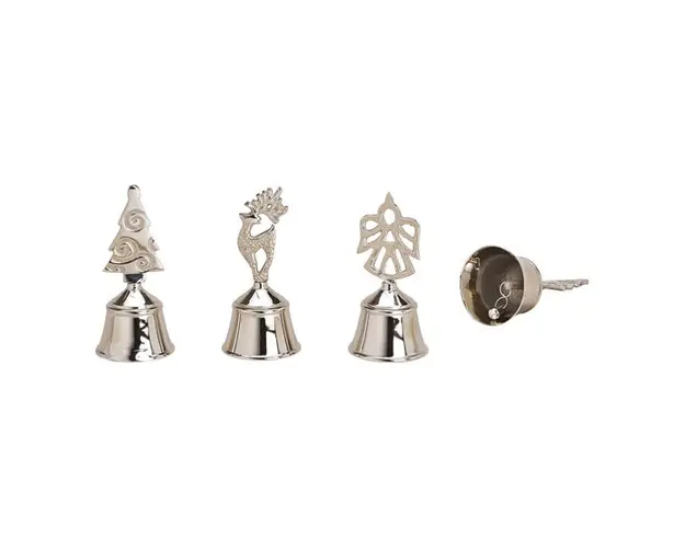 Set 3 clopotei argintii cu model festiv