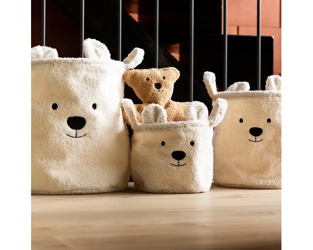 Set 3 cosuri depozitare Childhome Teddy alb