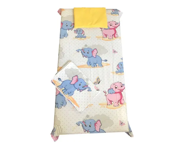 Set 3 piese paturica cu cearsaf si pernuta 120x60 cm Animale