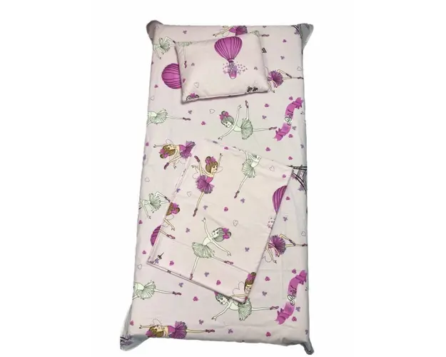 Set 3 piese paturica cu cearsaf si pernuta 120x60 cm Balerine