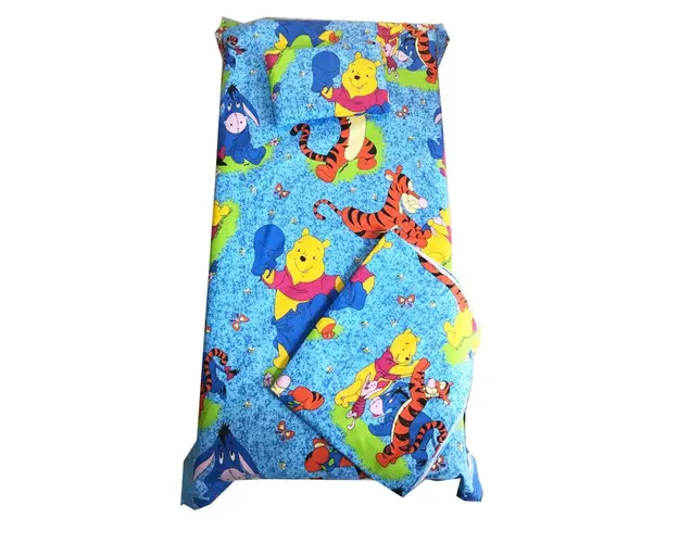 Set 3 piese paturica cu cearsaf si pernuta 140x70 cm Aiurila pe albastru