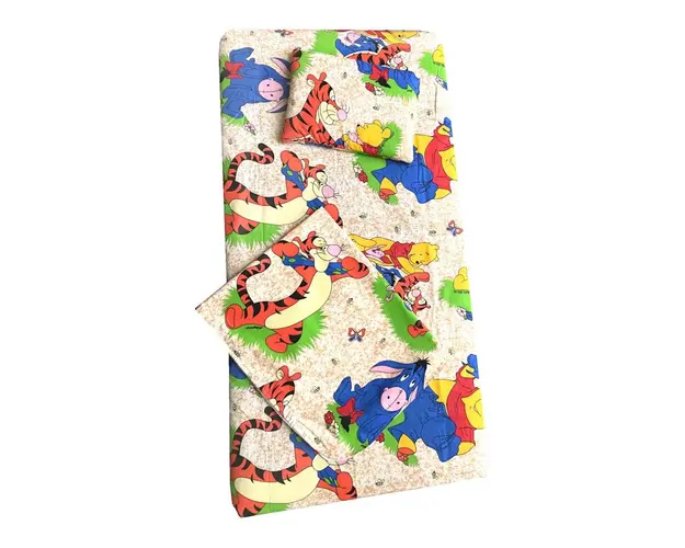 Set 3 piese paturica cu cearsaf si pernuta 140x70 cm Aiurila pe bej
