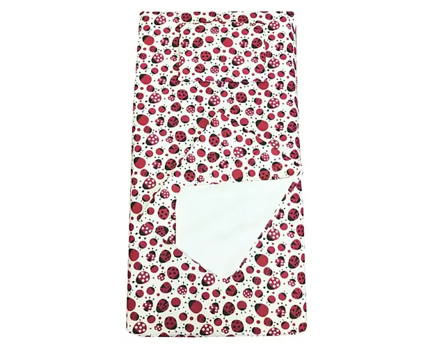 Set 3 piese paturica cu cearsaf si pernuta 140x70 cm Buburuze rosunegru