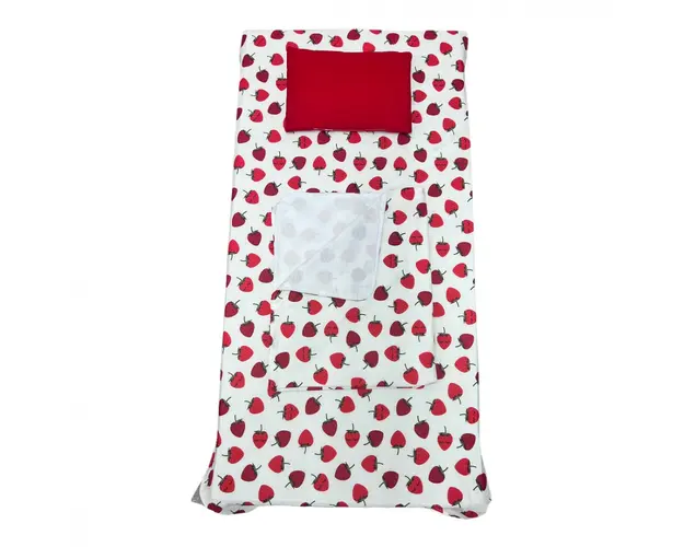 Set 3 piese paturica cu cearsaf si pernuta 140x70 cm Capsuni
