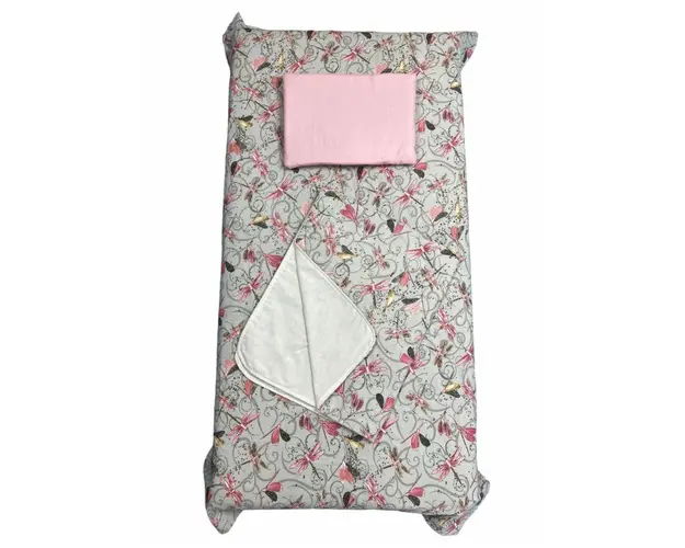 Set 3 piese paturica cu cearsaf si pernuta 140x70 cm Libelule