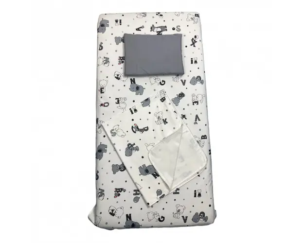 Set 3 piese paturica cu cearsaf si pernuta 140x70 cm Litere nazdravane