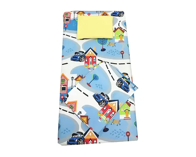 Set 3 piese paturica cu cearsaf si pernuta 160x80 cm Oraselul copiilor