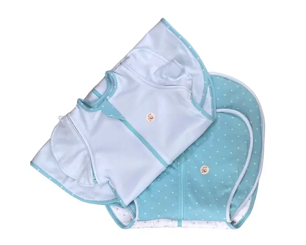 Set 3 saci de dormit Swaddle First Sleep Calm Star Calm Light 1 tog Coral Blue 0.5 tog
