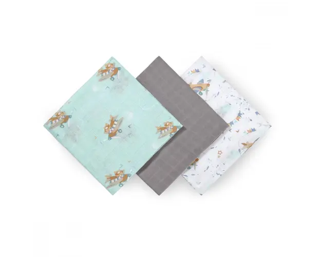 Set 3 scutece Babyono cu fibre bambus natural gri