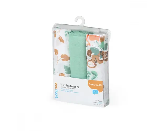 Set 3 scutece Babyono din muselina soft menta