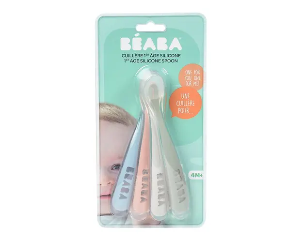 Set 4 lingurite silicon +4 luni Beaba Eucalyptus