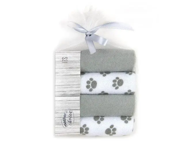 Set 4 mini prosopele Mothers Choice pentru bebelusi alb si gri