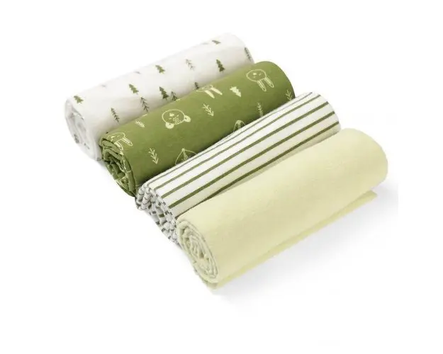 Set 4 paturici subtiri din bumbac pentru bebelusi unisex Verde