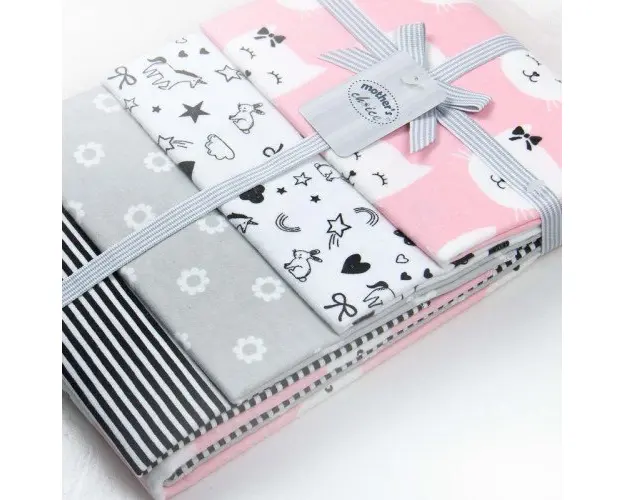 Set 4 paturici subtiri din bumbac pentru fetite RozGri