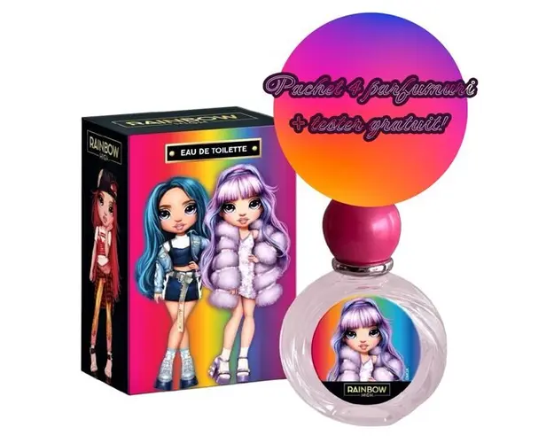Set 4 x apa de toaleta pentru fetite Rainbow High 50 ml + tester gratuit
