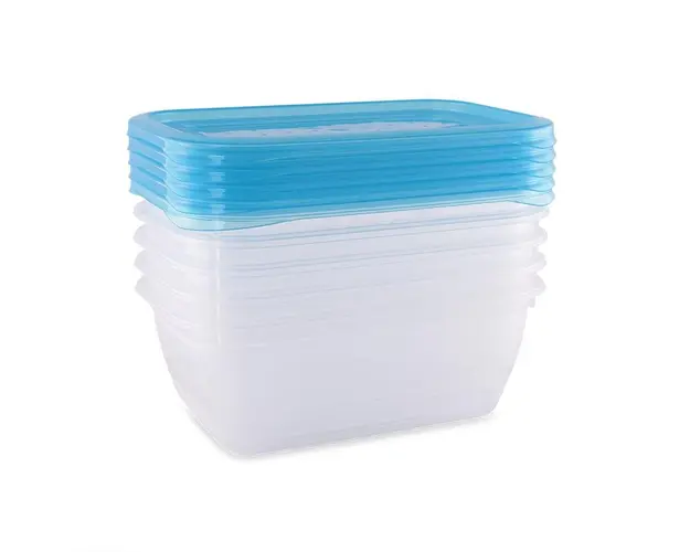 Set 5 recipiente rectangulare cu capac pentru pastrarea hranei 0.5 litri transparent