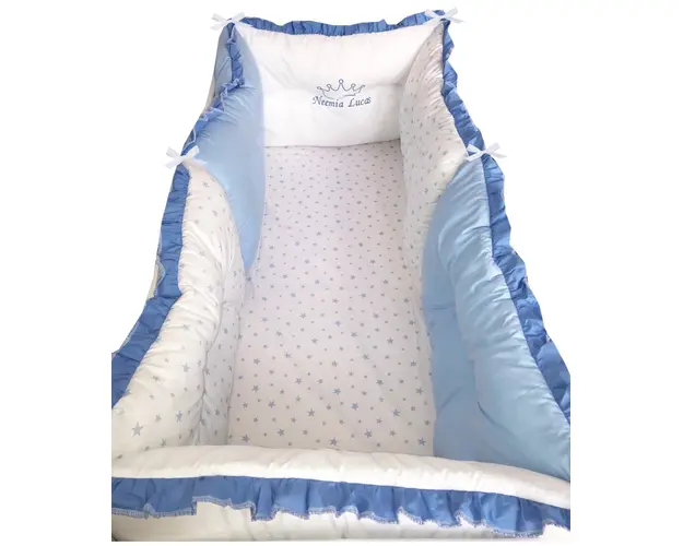 Set 6 aparatori protectii laterale patut 120x60 cm Albastru - Stelute albastre