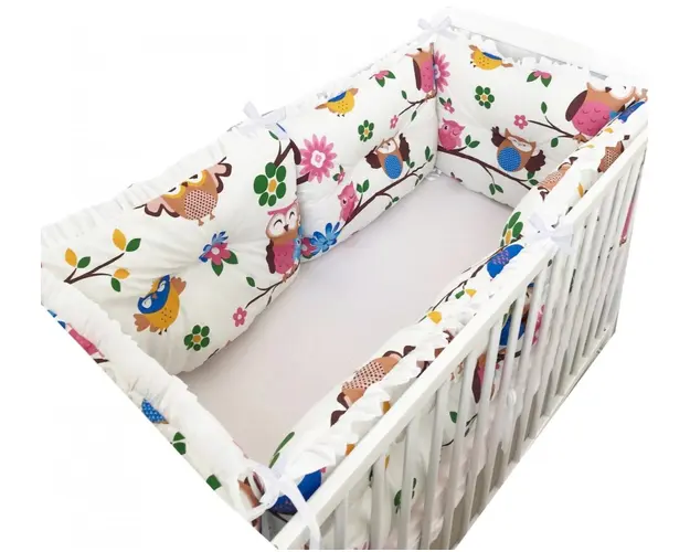 Set 6 aparatori protectii laterale patut 120x60 cm Bufnite colorate