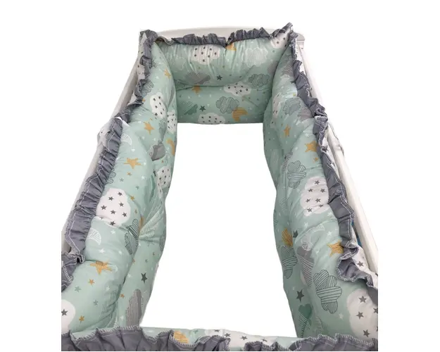 Set 6 aparatori protectii laterale patut 120x60 cm Nori cu luna vernil