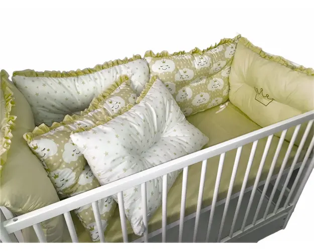 Set 6 aparatori protectii laterale patut 140x70 cm bej - norisori - stelute