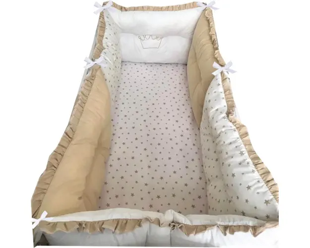 Set 6 aparatori protectii laterale patut 140x70 cm Bej - Stelute bej