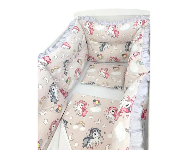 Set 6 aparatori protectii laterale patut 140x70 cm Unicorni