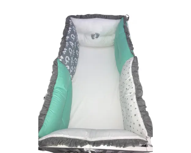 Set 6 aparatori protectii laterale patut 140x70 cm Verde - Elefantei gri